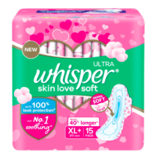 WHISPER ULTRA SOFT PINK XL+ 15 PADS